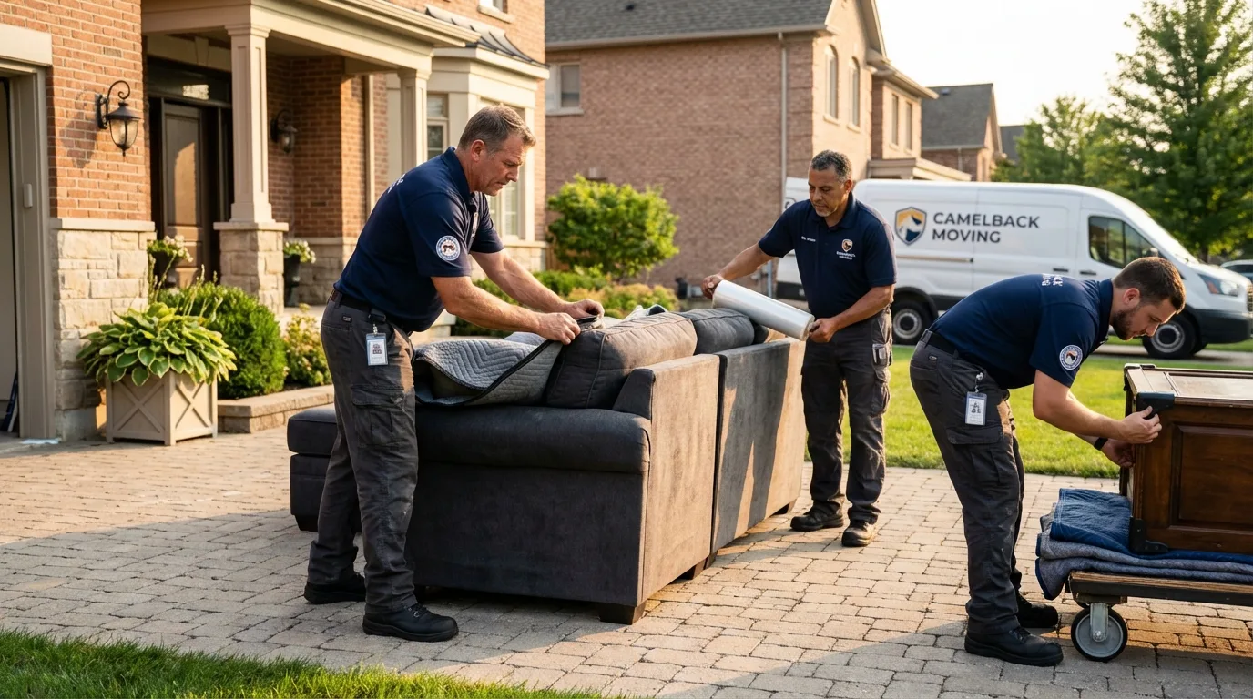 Large estate moving crew wrapping furniture in Merkel, TX
