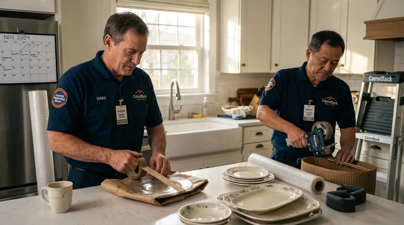 Professional crew packing kitchen dishware in Merkel, TX
